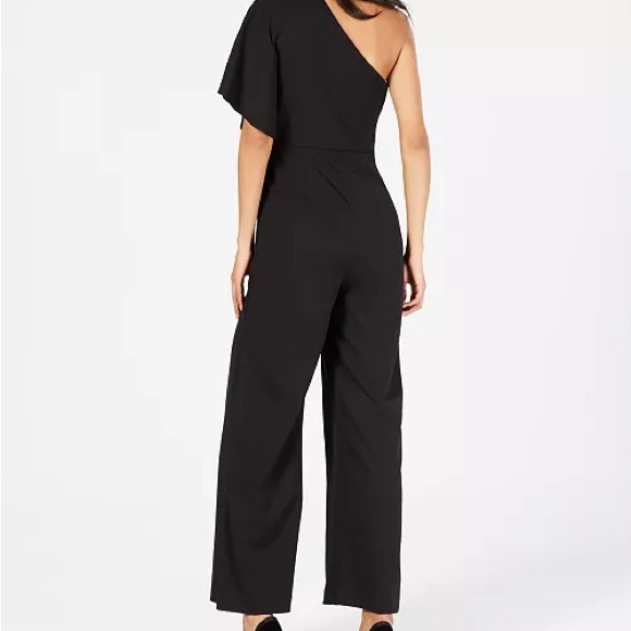 Adrianna Papell One Shoulder Black Jumpsuit Size 14 - Picture 5 of 11
